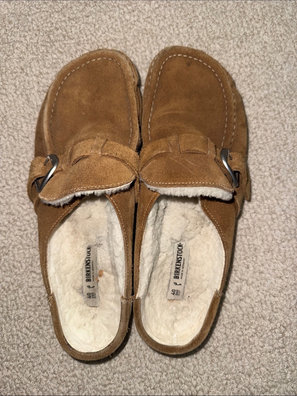 Birkenstock Women's Brown Suede Shearling-Lined Clogs